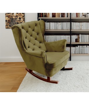 Fotel USZAK bujany tapicerowany z podłokietnikami, kolor Zielony tkanina MAGIC VELVET