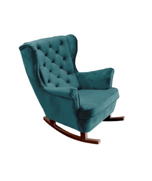 Fotel USZAK bujany tapicerowany z podłokietnikami, kolor Granatowy tkanina MAGIC VELVET