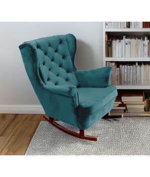 Fotel USZAK bujany tapicerowany z podłokietnikami, kolor Granatowy tkanina MAGIC VELVET