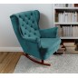 Fotel USZAK bujany tapicerowany z podłokietnikami, kolor Granatowy tkanina MAGIC VELVET