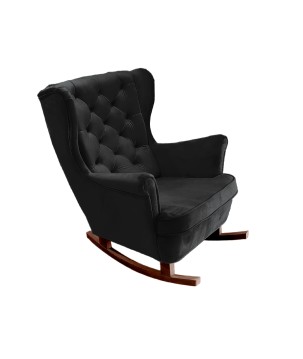 Fotel USZAK bujany tapicerowany z podłokietnikami, kolor Czarny tkanina MAGIC VELVET
