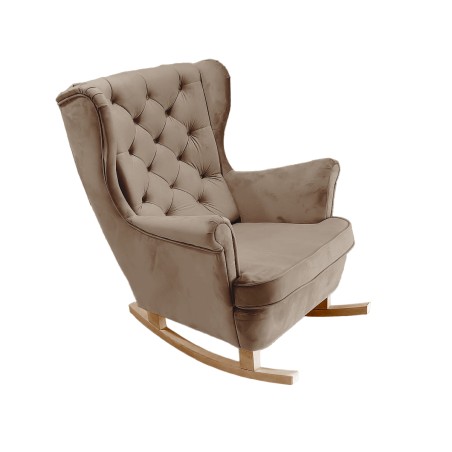 Fotel USZAK bujany tapicerowany z podłokietnikami, kolor Brązowy tkanina MAGIC VELVET