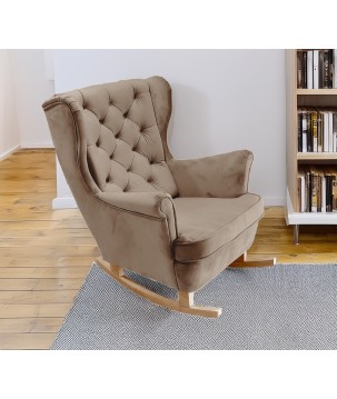 Fotel USZAK bujany tapicerowany z podłokietnikami, kolor Brązowy tkanina MAGIC VELVET