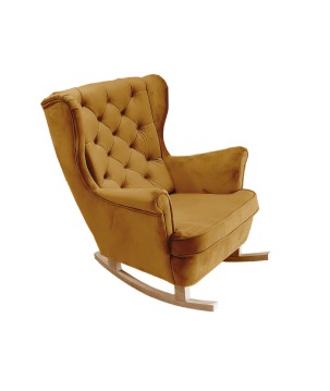 Fotel USZAK bujany tapicerowany z podłokietnikami, kolor Oliwkowy tkanina MAGIC VELVET