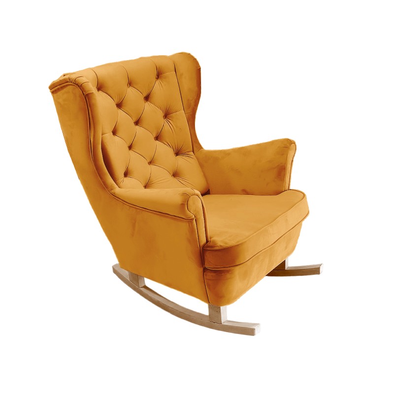 Fotel USZAK bujany tapicerowany z podłokietnikami, kolor Złoty tkanina MAGIC VELVET