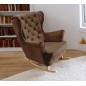 Fotel USZAK bujany tapicerowany z podłokietnikami, kolor Ciemny brąz tkanina MAGIC VELVET