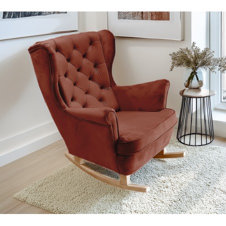 Fotel USZAK bujany tapicerowany z podłokietnikami, kolor Bordowy tkanina MAGIC VELVET