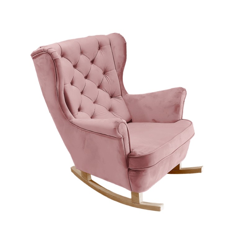 Fotel USZAK bujany tapicerowany z podłokietnikami, kolor Różowy tkanina MAGIC VELVET