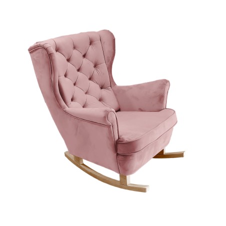 Fotel USZAK bujany tapicerowany z podłokietnikami, kolor Różowy tkanina MAGIC VELVET