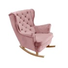 Fotel USZAK bujany tapicerowany z podłokietnikami, kolor Różowy tkanina MAGIC VELVET