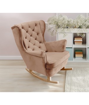 Fotel USZAK bujany tapicerowany z podłokietnikami, kolor Cappucino tkanina MAGIC VELVET