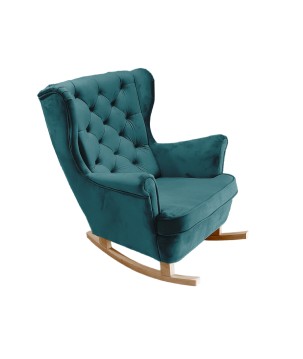 Fotel USZAK bujany tapicerowany z podłokietnikami, kolor Granatowy tkanina MAGIC VELVET