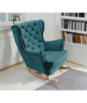 Fotel USZAK bujany tapicerowany z podłokietnikami, kolor Granatowy tkanina MAGIC VELVET