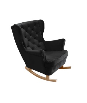 Fotel USZAK bujany tapicerowany z podłokietnikami, kolor Czarny tkanina MAGIC VELVET