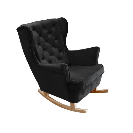Fotel USZAK bujany tapicerowany z podłokietnikami, kolor Czarny tkanina MAGIC VELVET