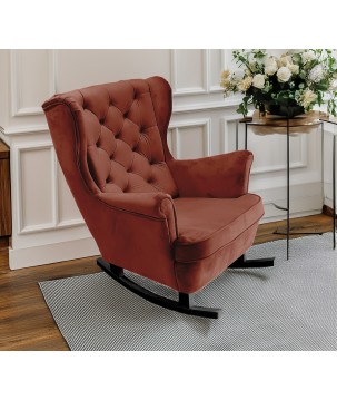 Fotel USZAK bujany tapicerowany z podłokietnikami, kolor Bordowy tkanina MAGIC VELVET