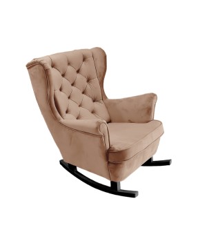 Fotel USZAK bujany tapicerowany z podłokietnikami, kolor Cappuccino tkanina MAGIC VELVET