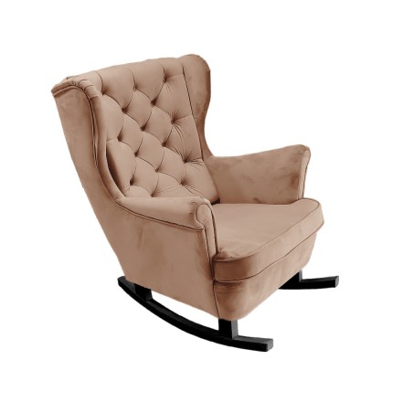 Fotel USZAK bujany tapicerowany z podłokietnikami, kolor Cappuccino tkanina MAGIC VELVET