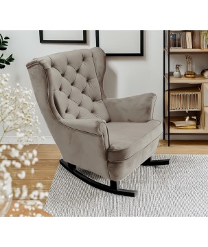 Fotel USZAK bujany tapicerowany z podłokietnikami, kolor Szary tkanina MAGIC VELVET