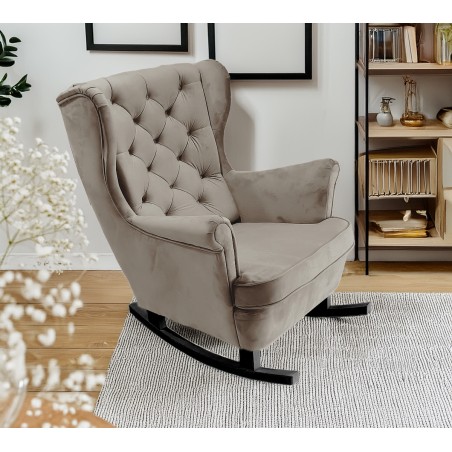 Fotel USZAK bujany tapicerowany z podłokietnikami, kolor Szary tkanina MAGIC VELVET