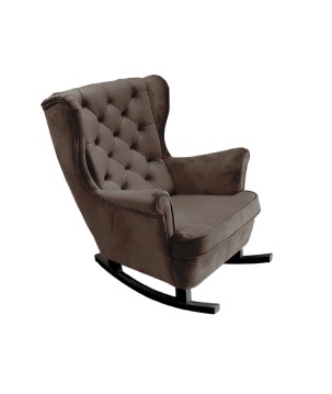 Fotel USZAK bujany tapicerowany z podłokietnikami, kolor Brązowy tkanina MAGIC VELVET