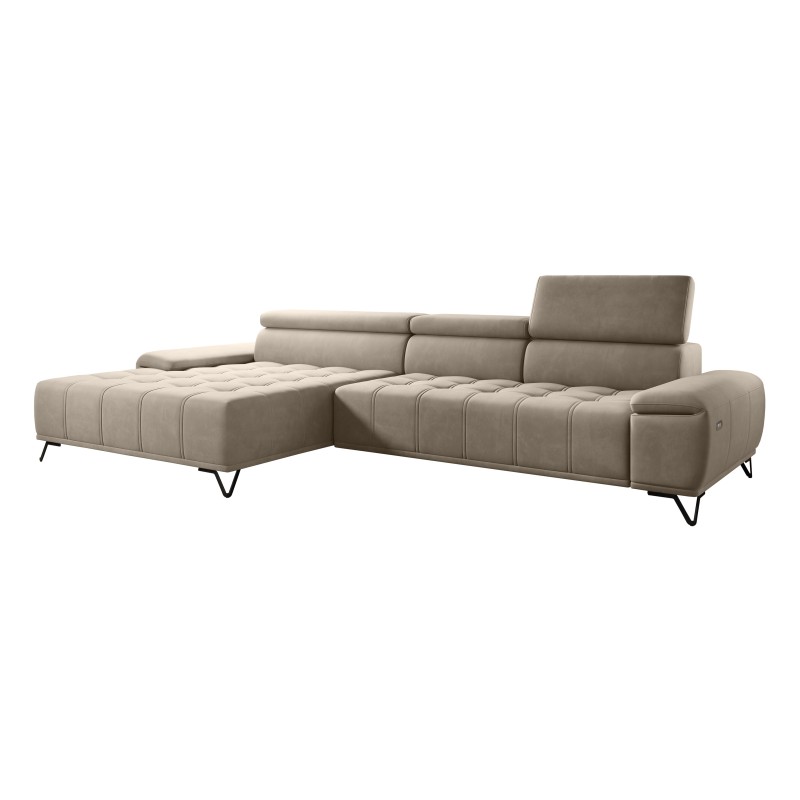 Narożnik PALLADIO MINI z elektryczną regulacją siedziska Lewostronny w tkaninie RIVIERA 16 WERSAL