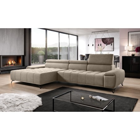 Narożnik PALLADIO MINI z elektryczną regulacją siedziska Lewostronny w tkaninie RIVIERA 16 WERSAL