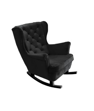 Fotel USZAK bujany tapicerowany z podłokietnikami, kolor Czarny tkanina MAGIC VELVET