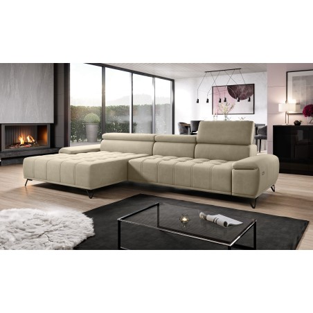 Narożnik PALLADIO MINI z elektryczną regulacją siedziska Lewostronny w tkaninie RIVIERA 21 WERSAL