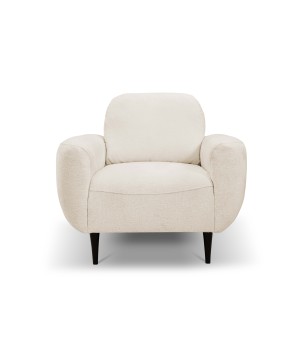 Fotel BOHO na drewnianych nogach z oparciem i podłokietnikami w tkaninie Perfect Harmony 07