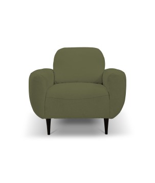 Fotel BOHO na drewnianych nogach z oparciem i podłokietnikami w tkaninie Perfect Harmony 39