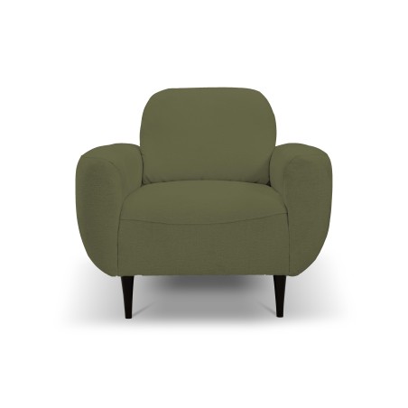 Fotel BOHO na drewnianych nogach z oparciem i podłokietnikami w tkaninie Perfect Harmony 39