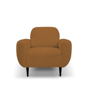 Fotel BOHO na drewnianych nogach z oparciem i podłokietnikami w tkaninie Perfect Harmony 56