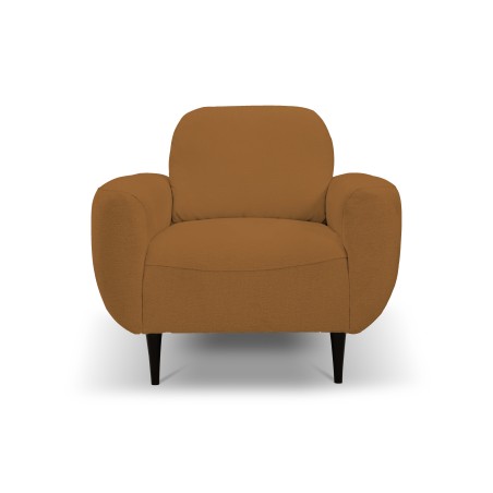 Fotel BOHO na drewnianych nogach z oparciem i podłokietnikami w tkaninie Perfect Harmony 56