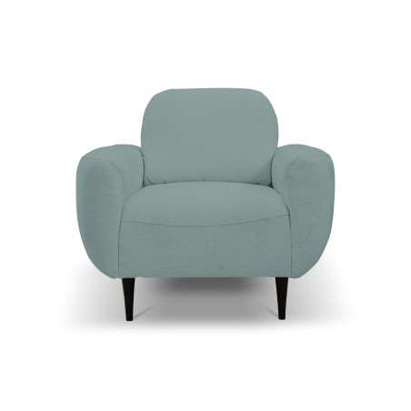 Fotel BOHO na drewnianych nogach z oparciem i podłokietnikami w tkaninie Perfect Harmony 72