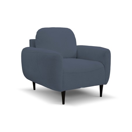 Fotel BOHO na drewnianych nogach z oparciem i podłokietnikami w tkaninie Perfect Harmony 77