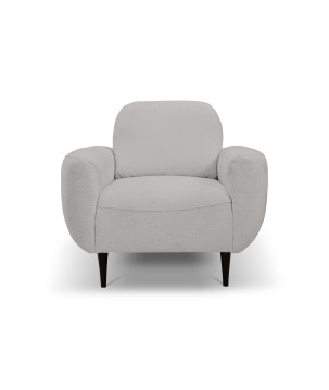 Fotel BOHO na drewnianych nogach z oparciem i podłokietnikami w tkaninie Perfect Harmony 80