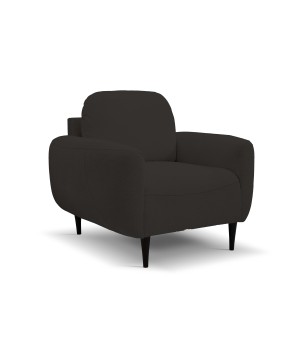 Fotel BOHO na drewnianych nogach z oparciem i podłokietnikami w tkaninie Perfect Harmony 99