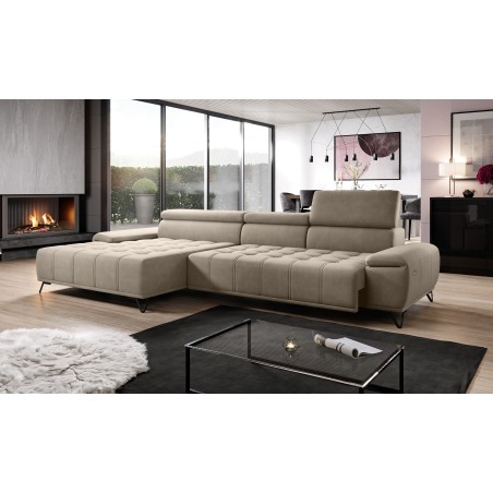 Narożnik PALLADIO MINI Lewostronny z elektryczną regulacją siedziska w tkaninie RIVIERA 16 WERSAL