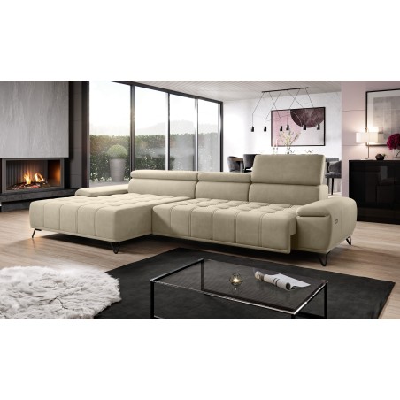 Narożnik PALLADIO MINI Lewostronny z elektryczną regulacją siedziska w tkaninie RIVIERA 21 WERSAL