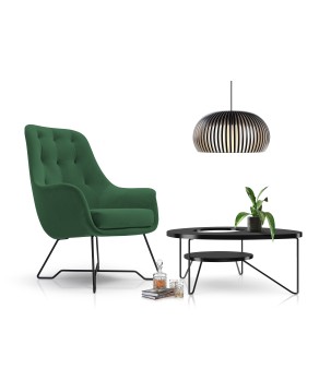 Fotel EZO na stalowych nogach z oparciem i podłokietnikami w tkaninie Monolith 37