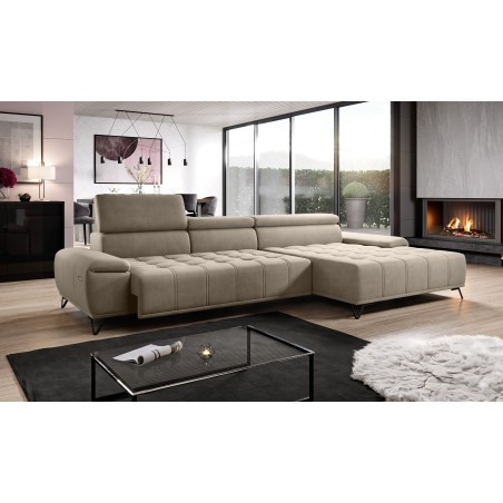 Narożnik PALLADIO MINI Prawostronny z elektryczną regulacją siedziska w tkaninie RIVIERA 16 WERSAL