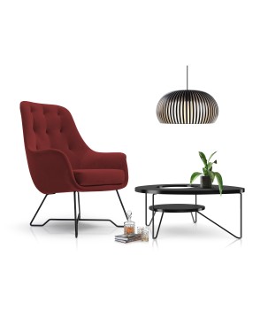 Fotel EZO na stalowych nogach z oparciem i podłokietnikami w tkaninie Monolith 59