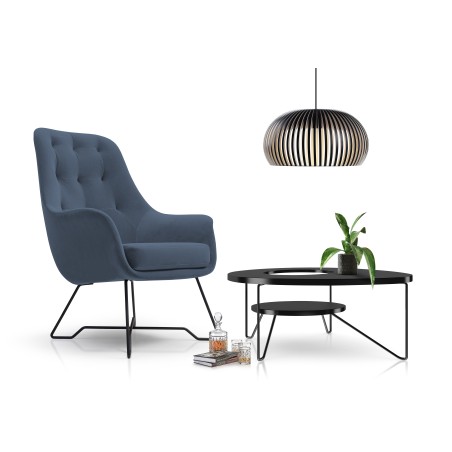 Fotel EZO na stalowych nogach z oparciem i podłokietnikami w tkaninie Monolith 77