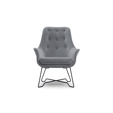 Fotel EZO na stalowych nogach z oparciem i podłokietnikami w tkaninie Monolith 85