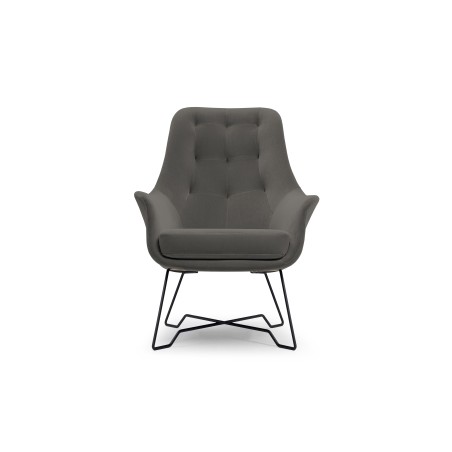 Fotel EZO na stalowych nogach z oparciem i podłokietnikami w tkaninie Monolith 92