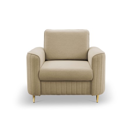 Fotel LAREN na stalowych nogach z oparciem i podłokietnikami w tkaninie CASTEL 15