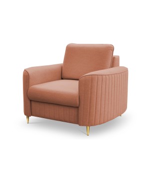 Fotel LAREN na stalowych nogach z oparciem i podłokietnikami w tkaninie CASTEL 55