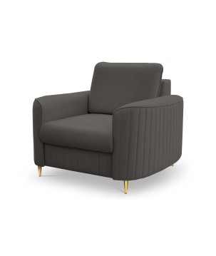 Fotel LAREN na stalowych nogach z oparciem i podłokietnikami w tkaninie CASTEL 93