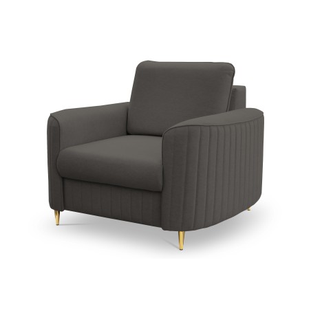 Fotel LAREN na stalowych nogach z oparciem i podłokietnikami w tkaninie CASTEL 93